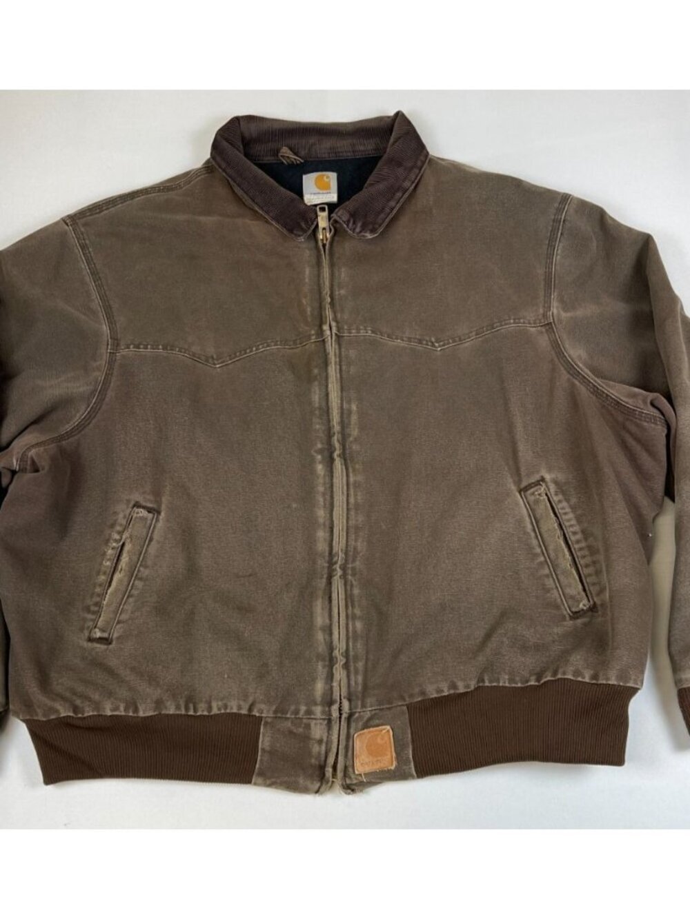 VTG Carhartt Men XLT Brown Sandstone Active Jacket Quilted Flannel Lined J14 CHT